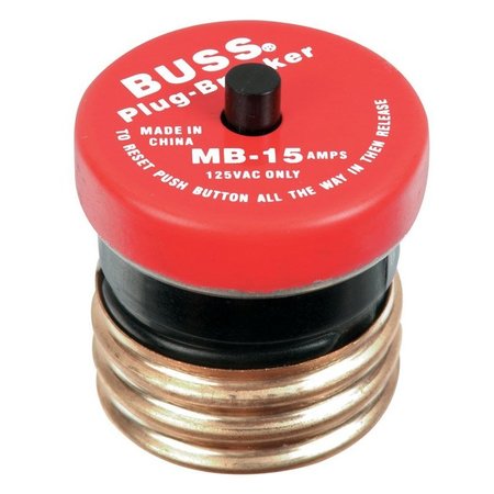 BUSSMAN Plug Fuse, MB Series, 15 A, 125V AC BP/MB-15